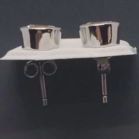 Silver 925 Rhodium Plated Round Yellow CZ Stud Earrings